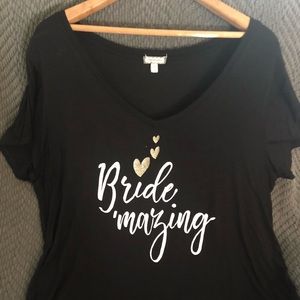 Bride’mazing Black Tee White Gold Accents, XL $6